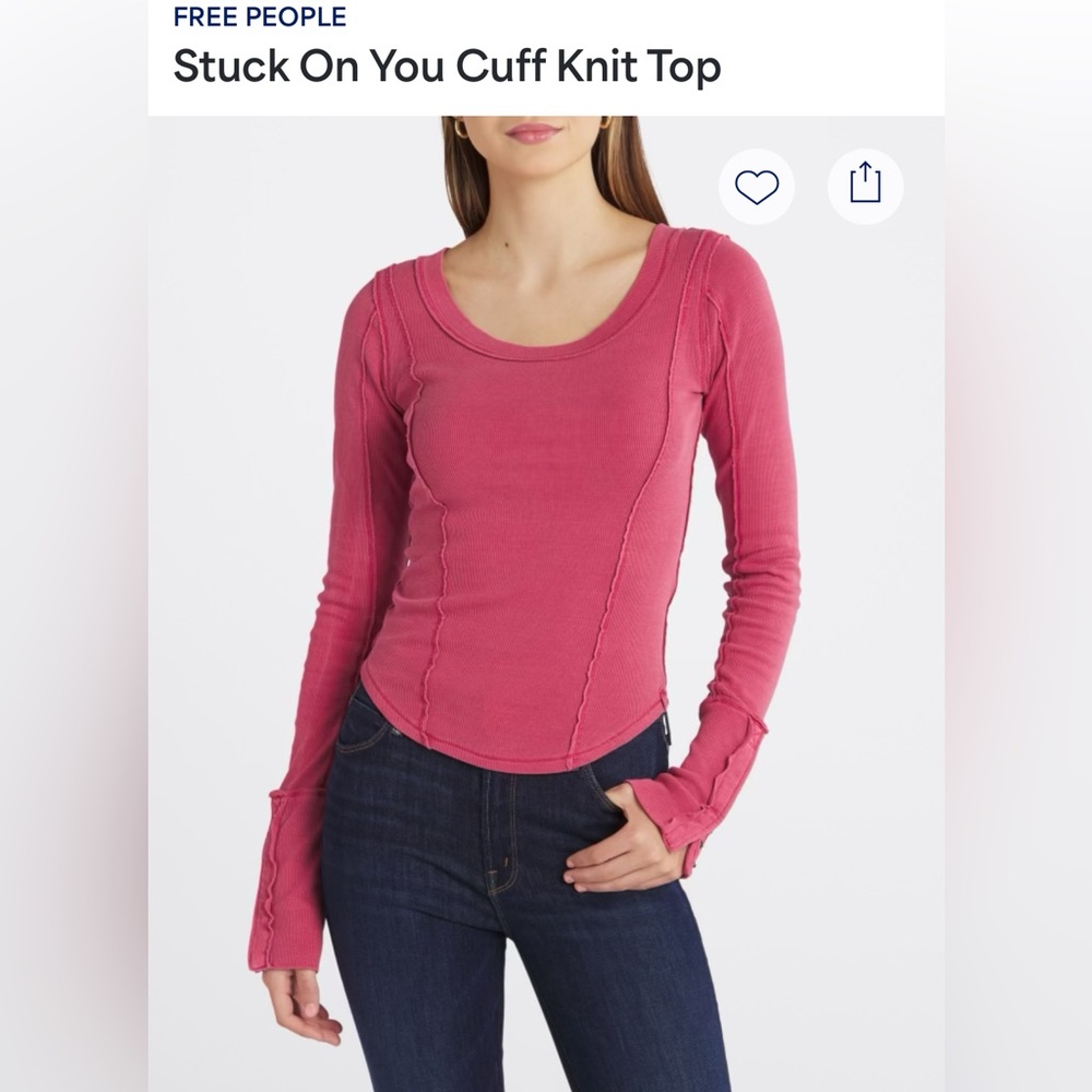 Free People Pink Long Sleeve Knit Top